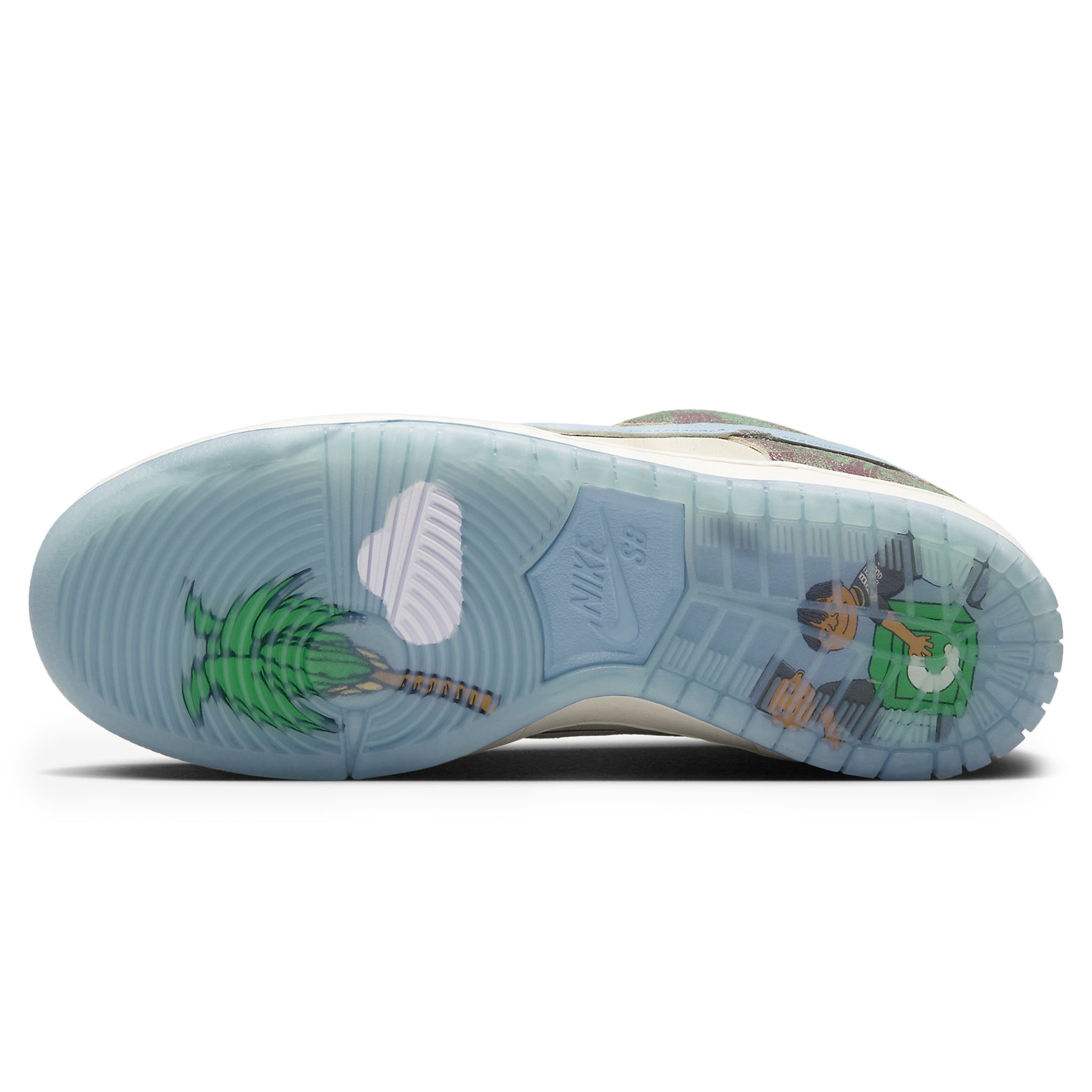 Sole view of Crenshaw Skate Club x Nike SB Dunk Low FN4193-100